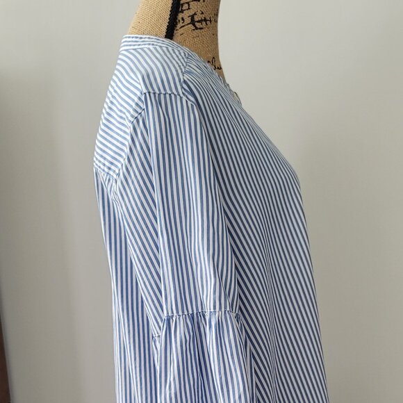 GAP Ladies Blue & White Striped Shirt Dress XXL- with Bell Sleeves - Picture 2 of 12